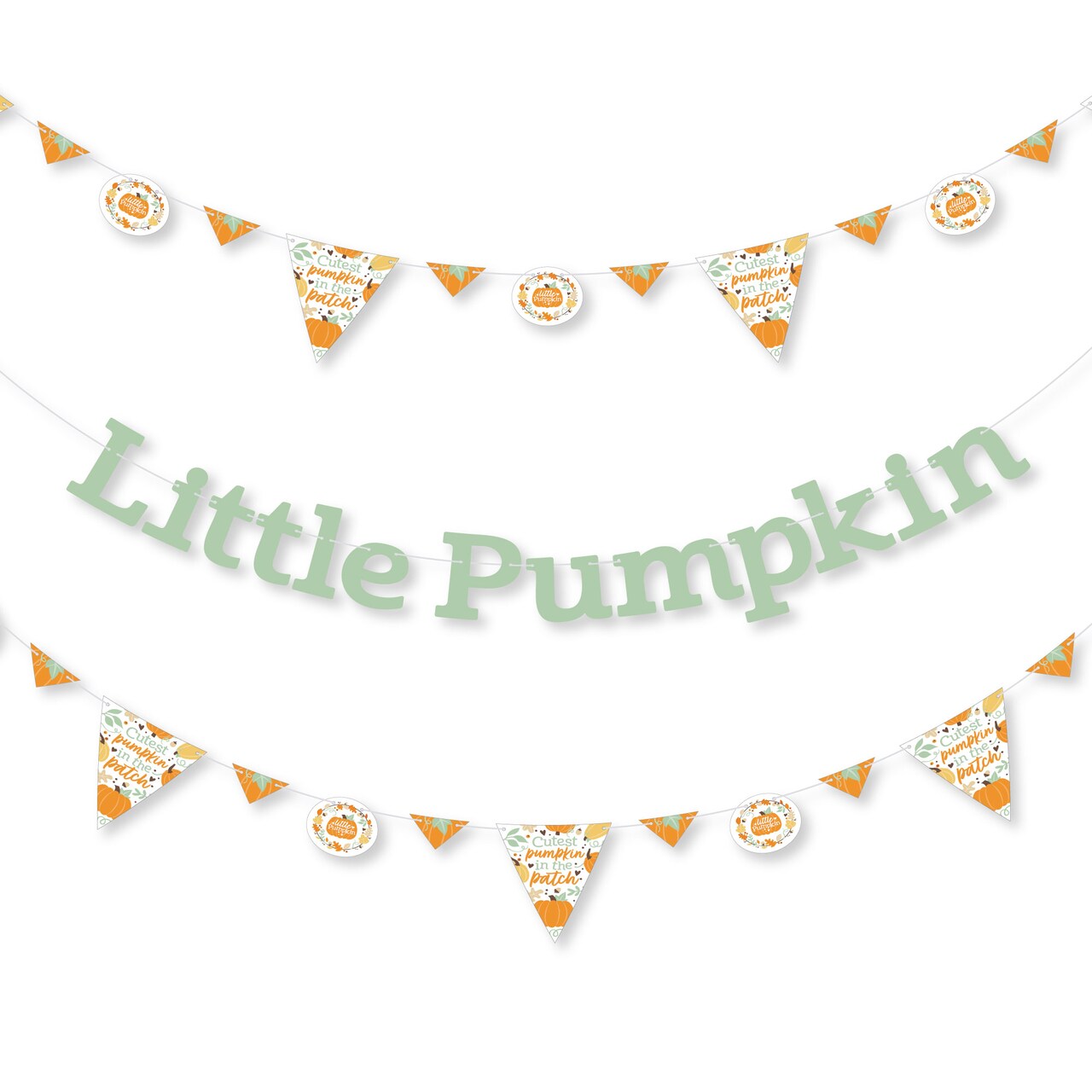 Big Dot of Happiness Little Pumpkin - Fall Birthday Party or Baby Shower Letter Banner Decoration 36 Banner Cutouts and Little Pumpkin Banner Letters
